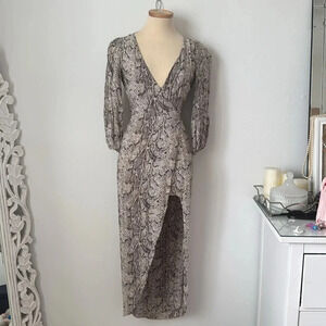 Reformation snakeskin wrap dress
